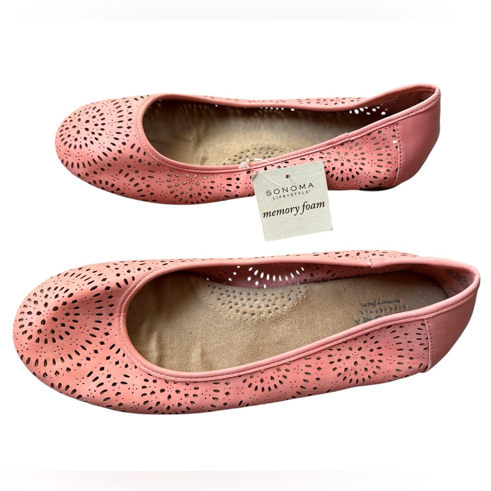Sonoma Women's Coral Perforated Memory Foam Flats - NWT